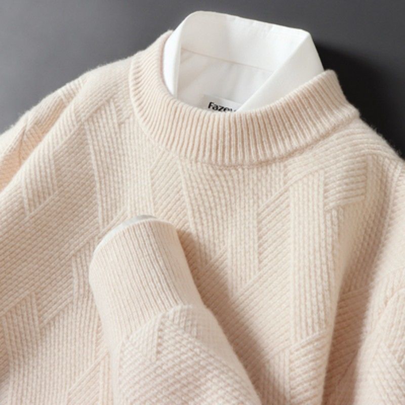 Men's Loose Thick Jacquard Round Neck Sweater