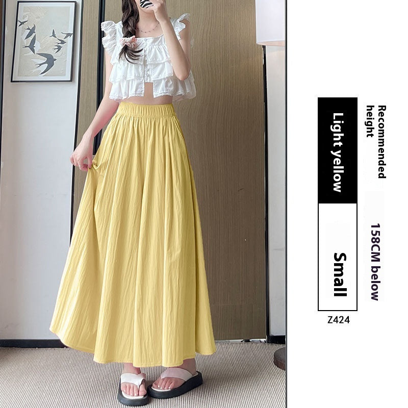 High Waist Slimming A- Line Skirt Casual Small Ice Silk Wide-leg Pants