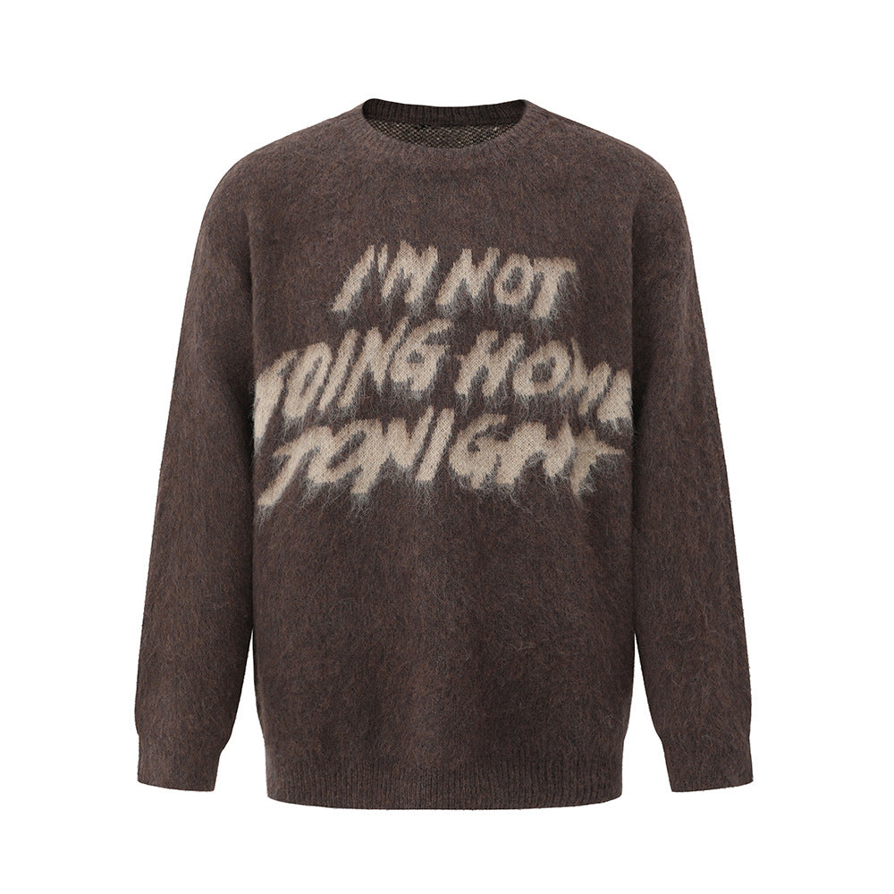 Pullover Crew Neck Sweater Men's Winter Loose Soft Glutinous Warm Top