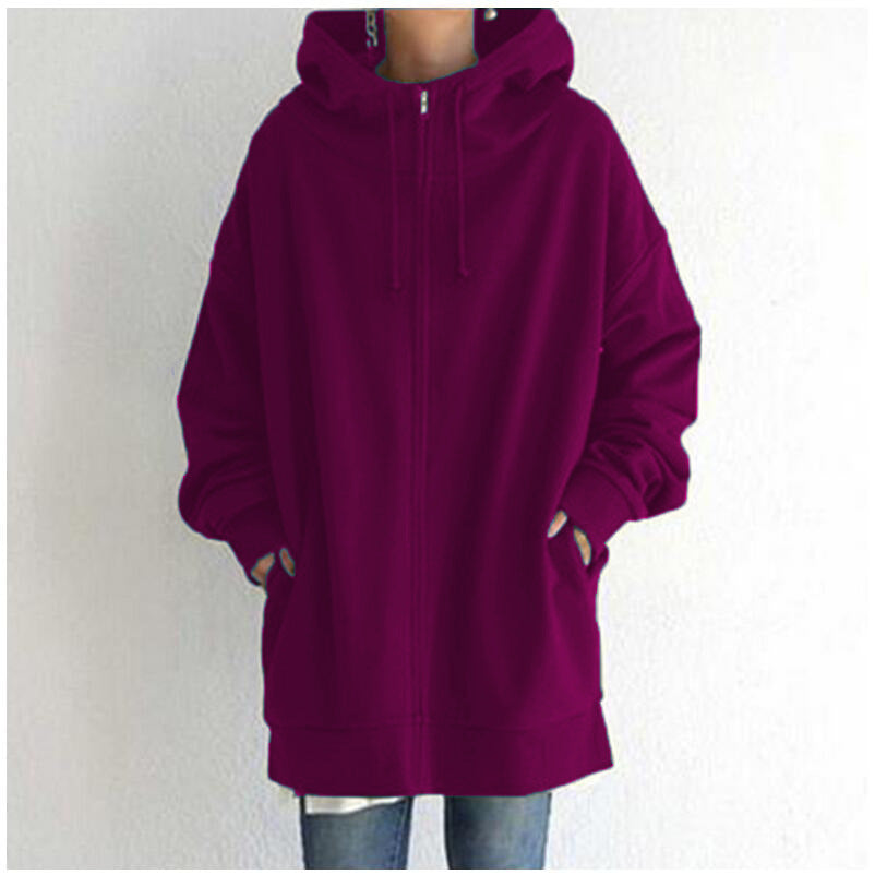 Fuzzy hoodies til kvinder, lange sportspullover hoodies, hoodies med fuld lynlås, sweatshirts