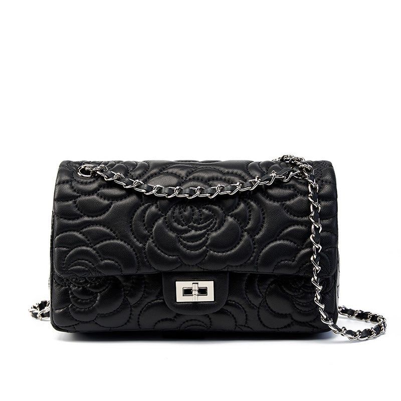 Chanel-style Camellia Top-Grain Goat Skin Bag