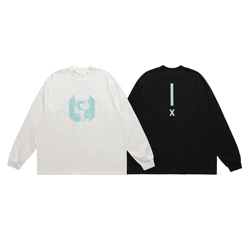 American High Street Hip Hop Printed Long Sleeve T-Shirt Men
