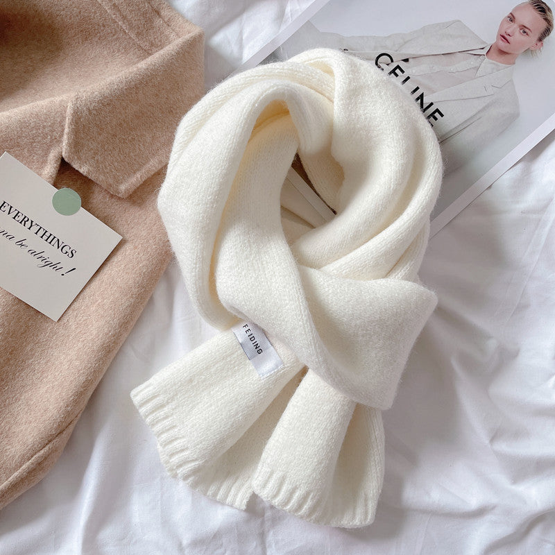 Students' Solid Color Trendy White All-match Scarf