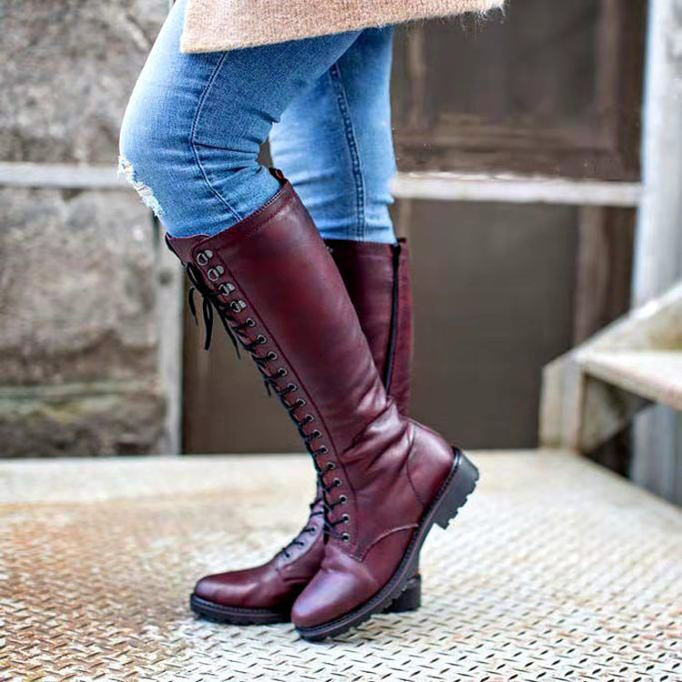Women's Flat-bottomed Round Toe Martin Boots