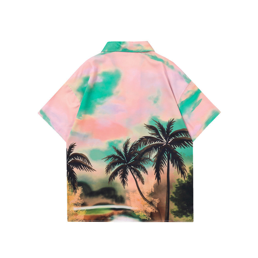 Coconut Landscape Full Print Short Sleeve Shirt Half Sleeve