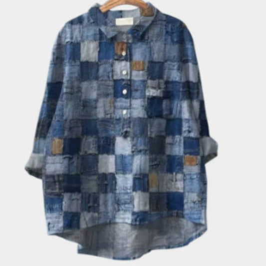 Dame cardigan-skjorte i stretchy hawaii-print med lange ærmer