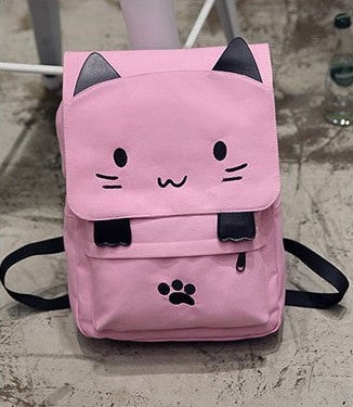 Cute cartoon cat middle school student backpack