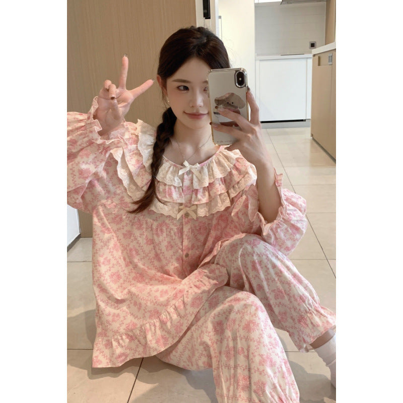 Romantic Floral Loungewear Set For All Four Seasonsloose-fitting And Super Comfortable