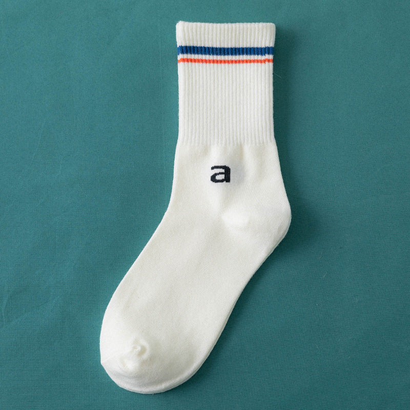 Men's And Women's Trendy Net Red Ins Cotton Tube Socks Hip-Hop Alphabet Socks