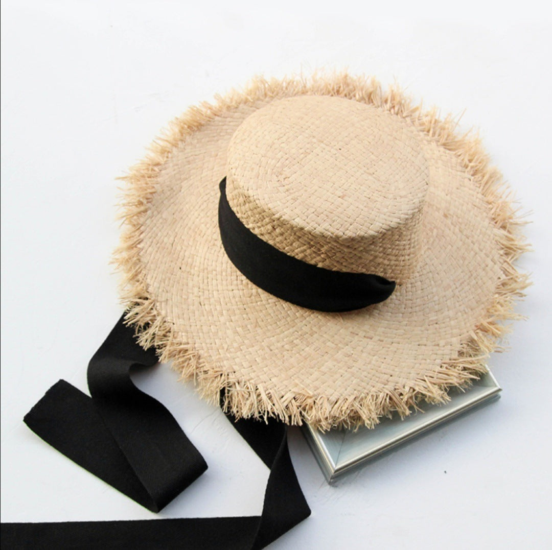 Raffia Straw Hat Big Brim Female Summer Seaside Beach Small