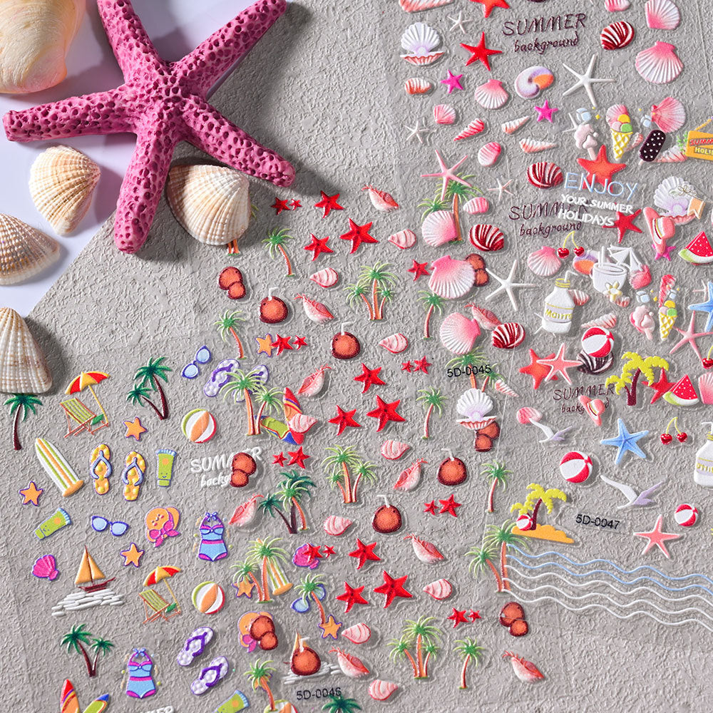 3D Ocean Wind 5D Relief Nail Sticker