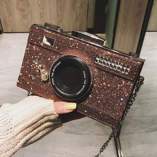 Women's Fashion Simple Sequin Camera Box Bag