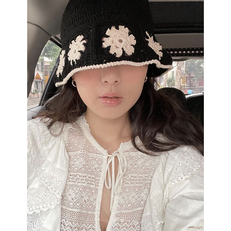 Women's Fashion Linen Cotton Thread Hollow Woven Bucket Hat
