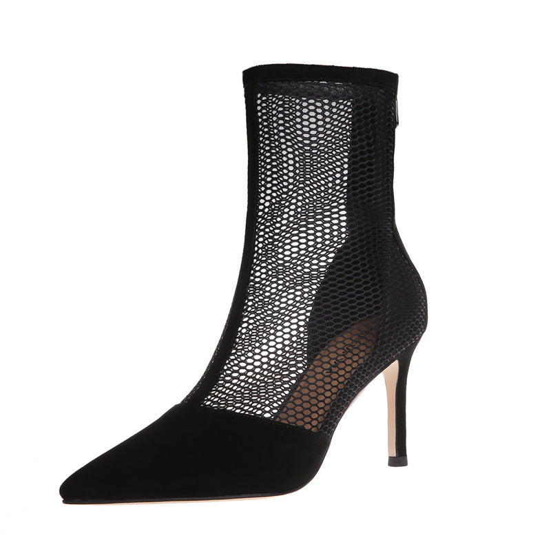 Stiletto Pointed Toe Back Zip Cool Boots Knee