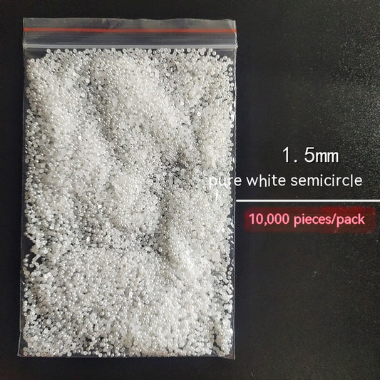 Manicure Flat Semicircle Pure White Rice White Pearl