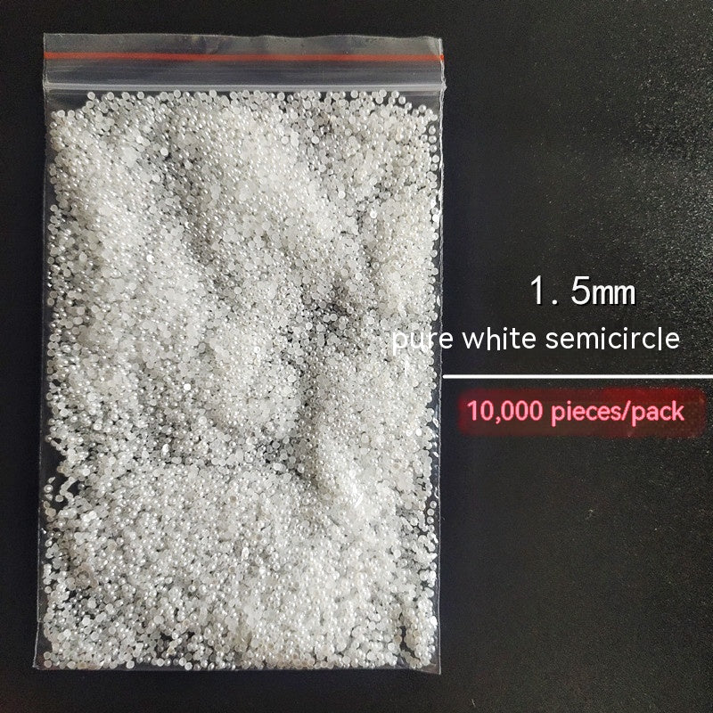 Manicure Flat Semicircle Pure White Rice White Pearl