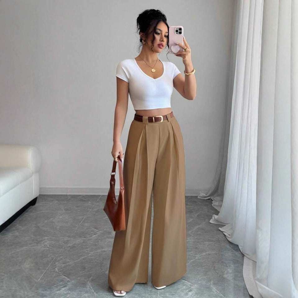 European And American-style Drapey Slimming Straight-leg Casual Pants