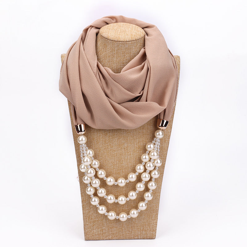 Pearl Necklace With Scarf