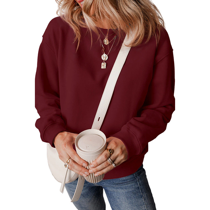 New Pure Color Minimal Versatile Pullover Sweater For Women