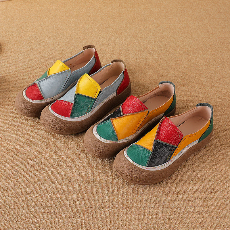 Made From Genuine Leather With A Patchwork Color Design