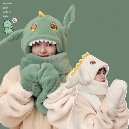 Winter Hat And Scarf Integrated Plush Insulation