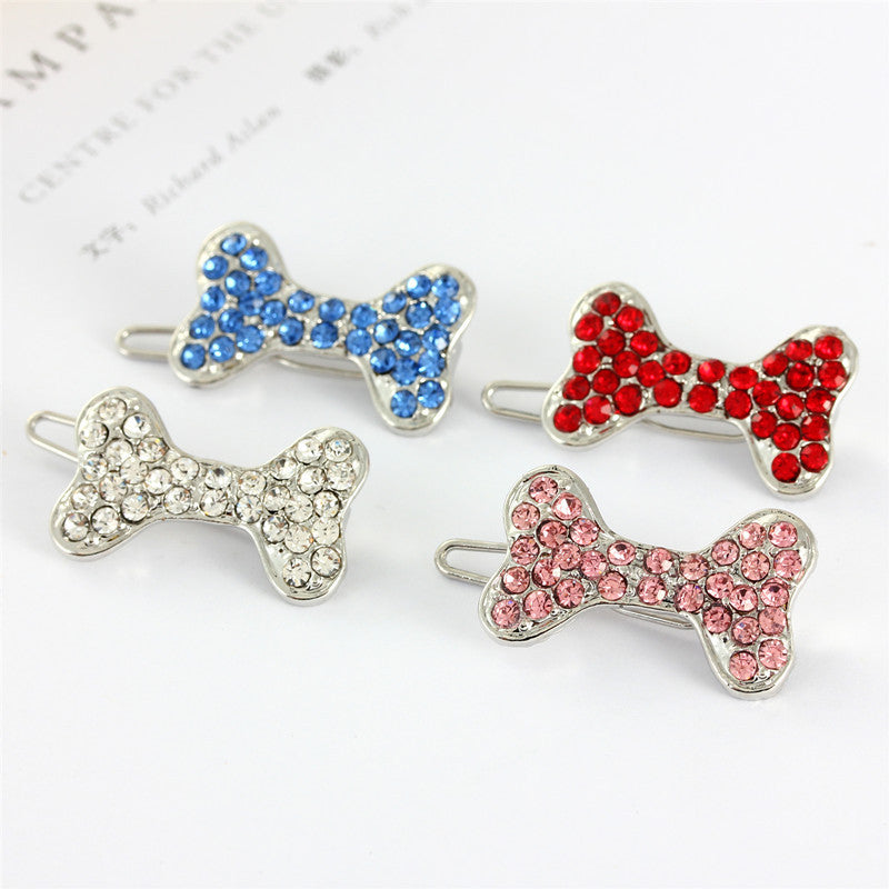 Versatile Rhinestone Dog Bone Hair Clip
