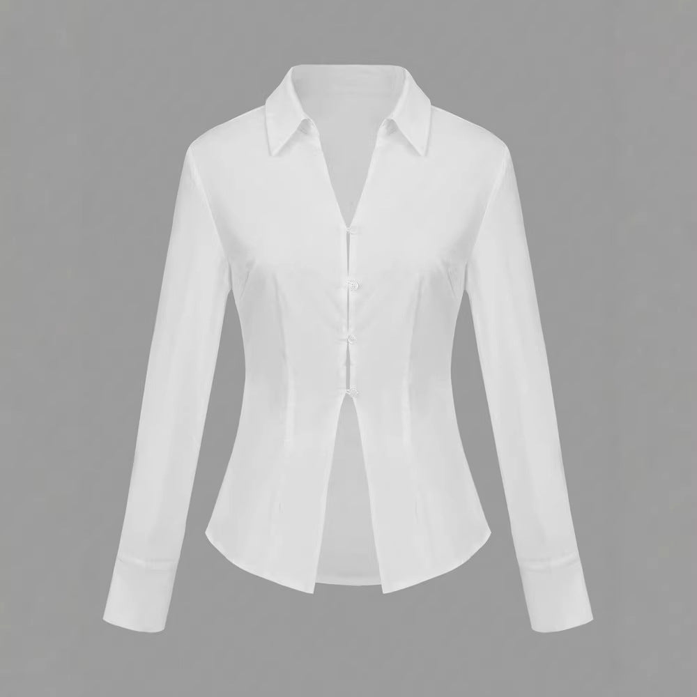 Womens Casual Commuter Buttoned Waist Cinched Shirt