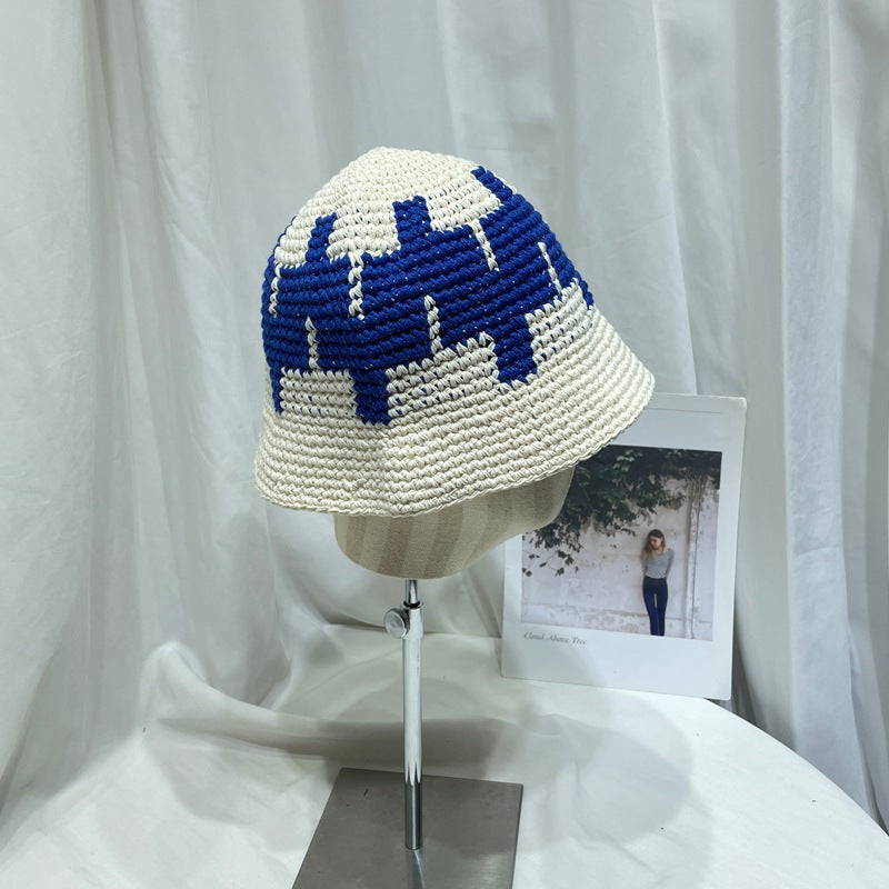 Ins Niche Street Knitted Contrast Color Bucket Hat