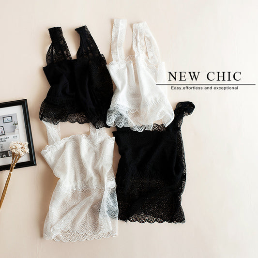 Lace Tube Top Off-neck Vest