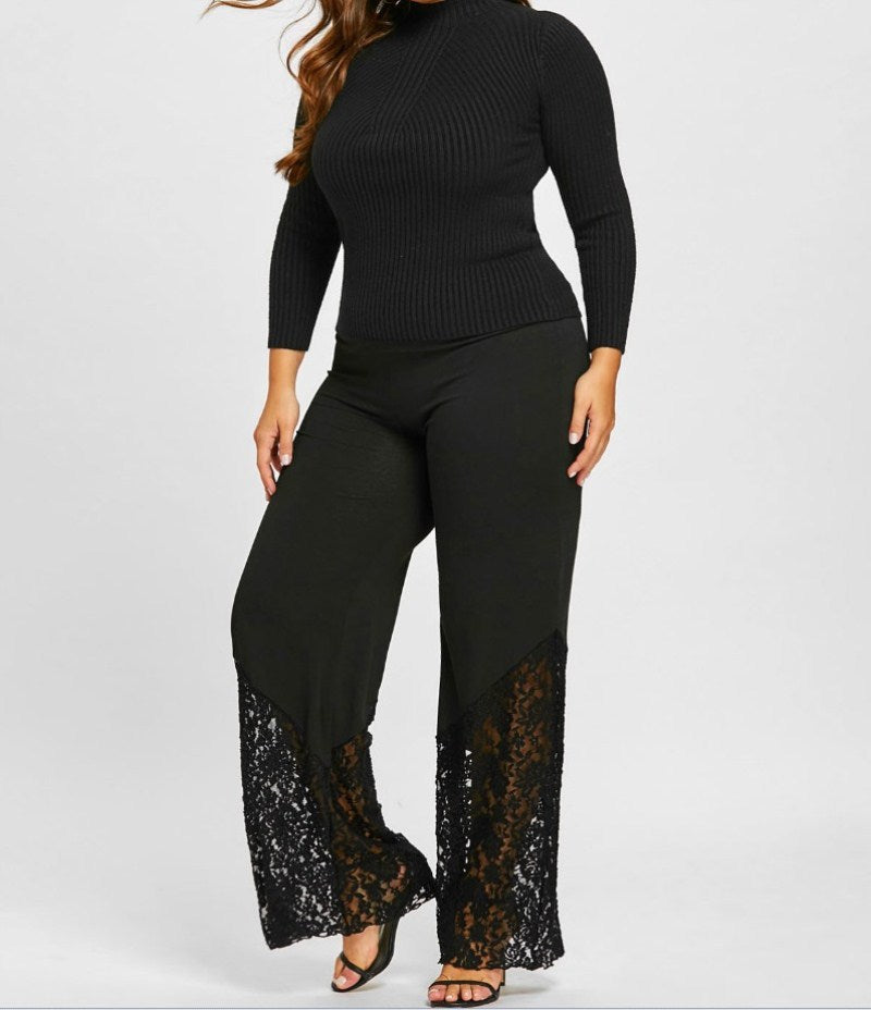 Plus Size Casual Syning Blonder Fyldige Piger Wide-leg Bukser