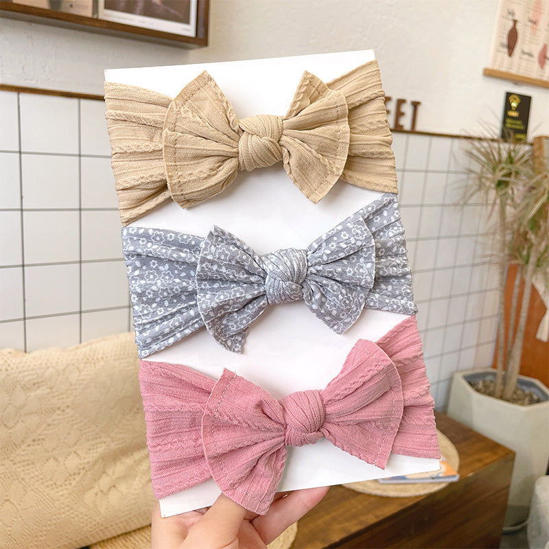 European And American Soft Jacquard Wide Bow Elastic Headband