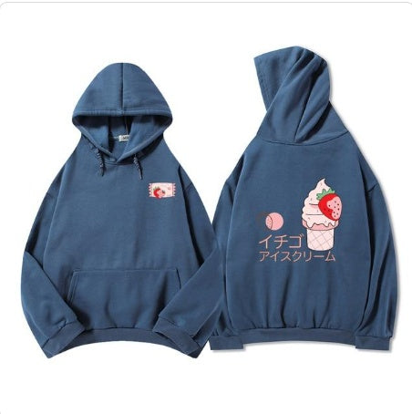 Digital Creative Printing Casual Loose Ladies Hoodie Sweater Ice Cream Pattern