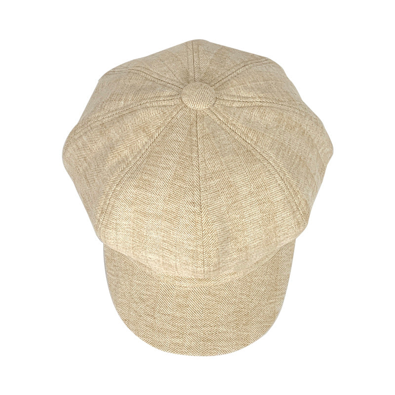 Casual All-match Plaid Cotton Octagonal Hat