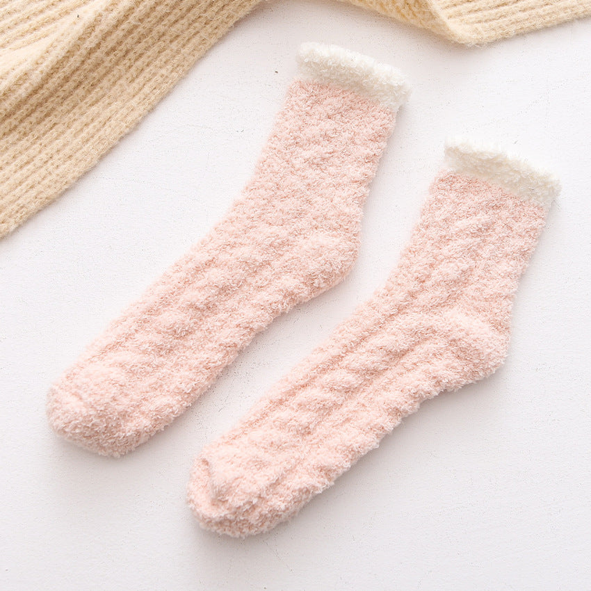 Color Twist Coral Fleece Winter Tube Socks