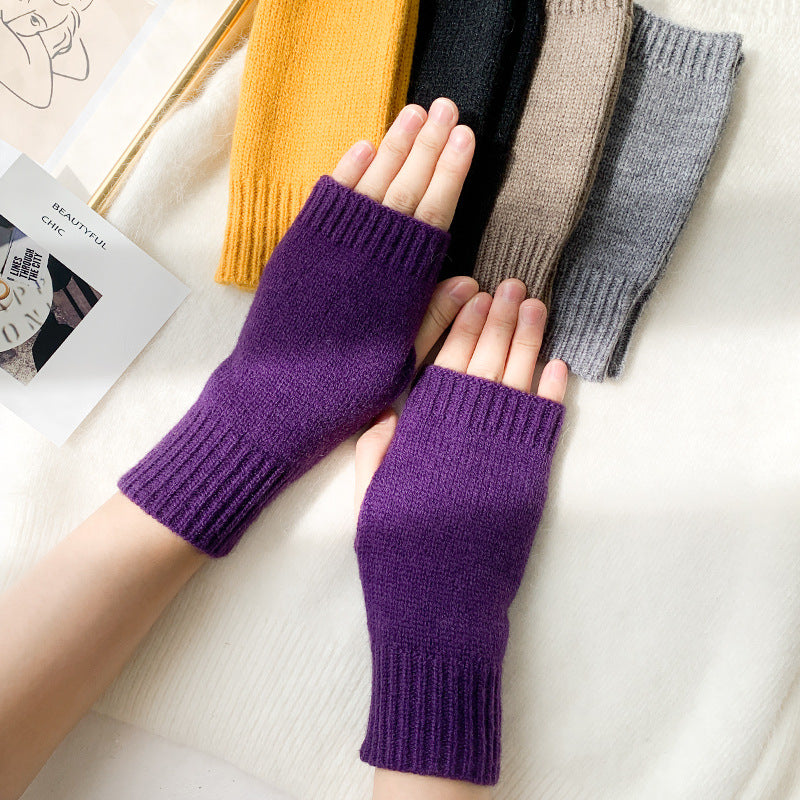Women Stylish Hand Girl Arm Crochet Knitting Hollow Warm Fingerless Gloves