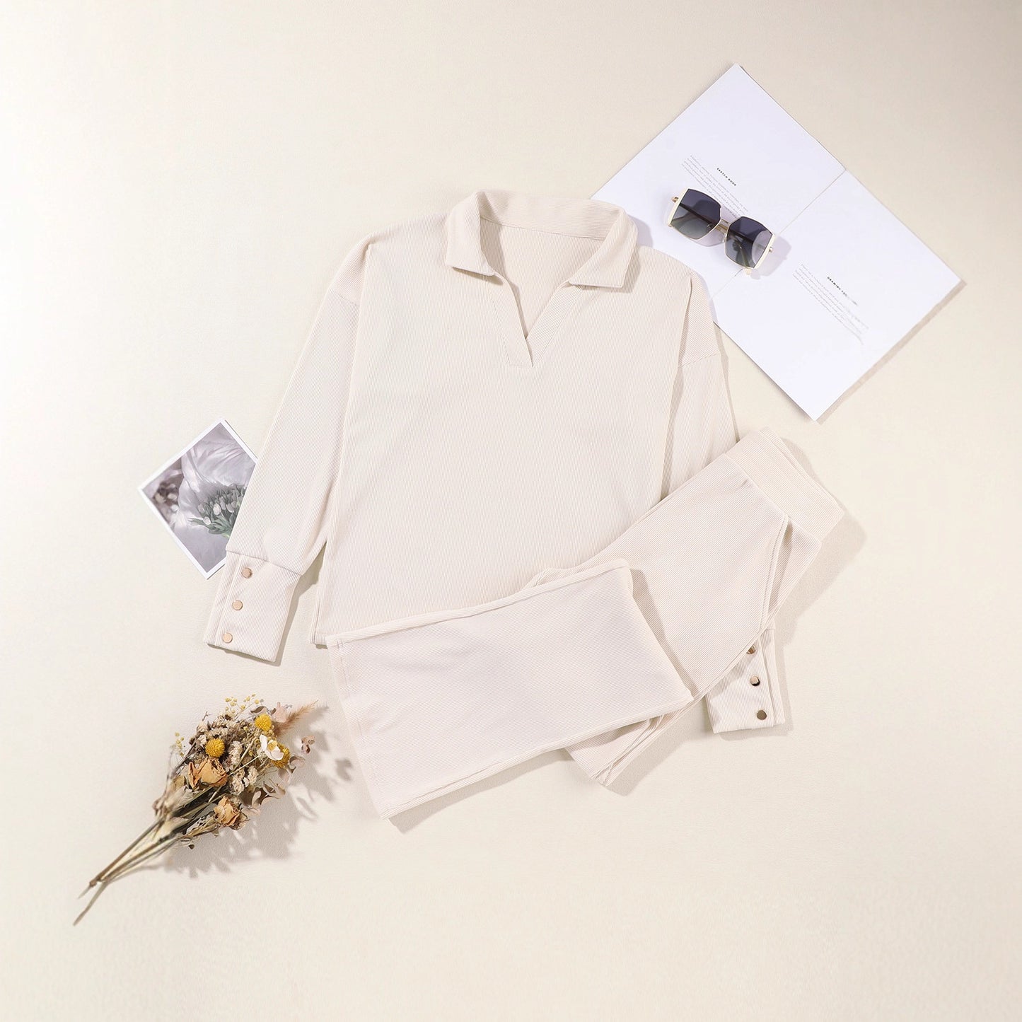 Women's Sportswear Long-sleeve Top And Pants Two-piece Set