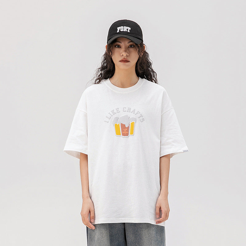 Women's Foam Cartoon Printed Short Sleeve Round Neck