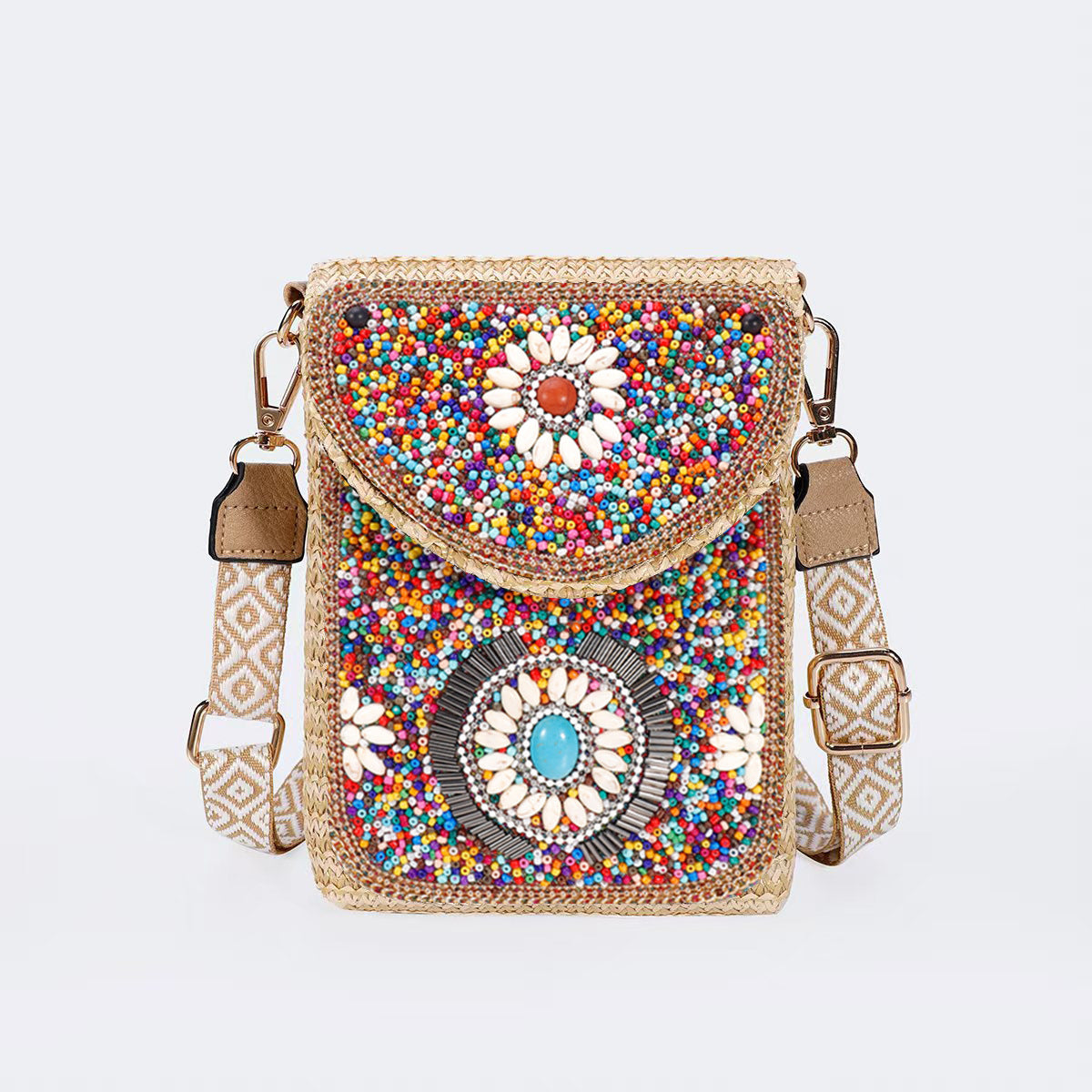 Rice Bead Bag Woven Women's Shoulder