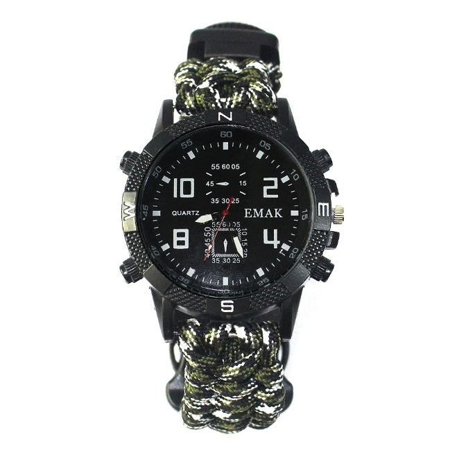 Outdoor camping survival seven core umbrella rope woven watch AK17 multi-function compass survival watch