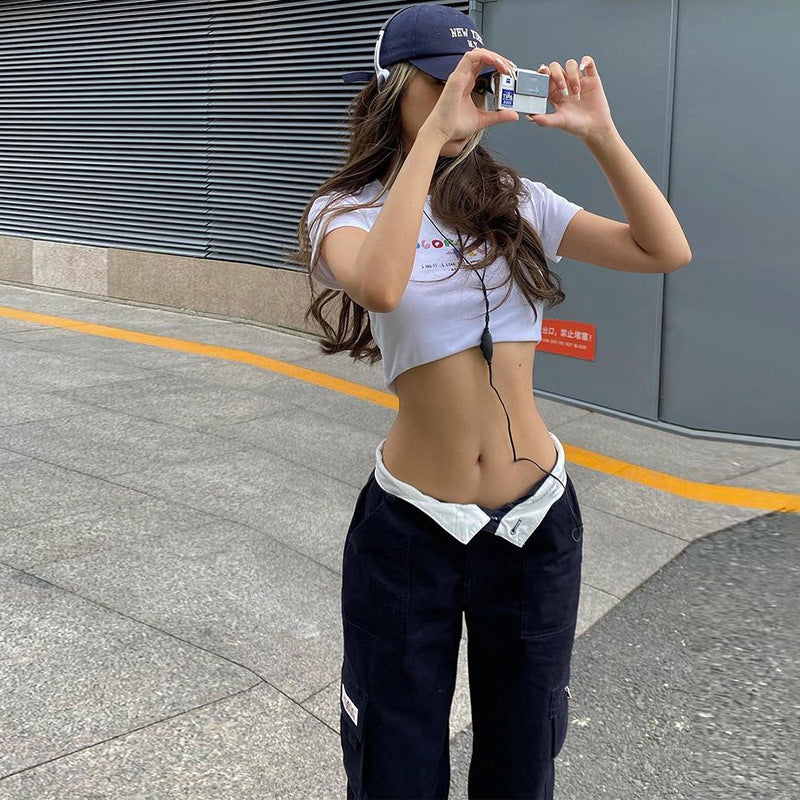 Fashion Trend Street Trendsetter High Waist Multi Pocket Trousers