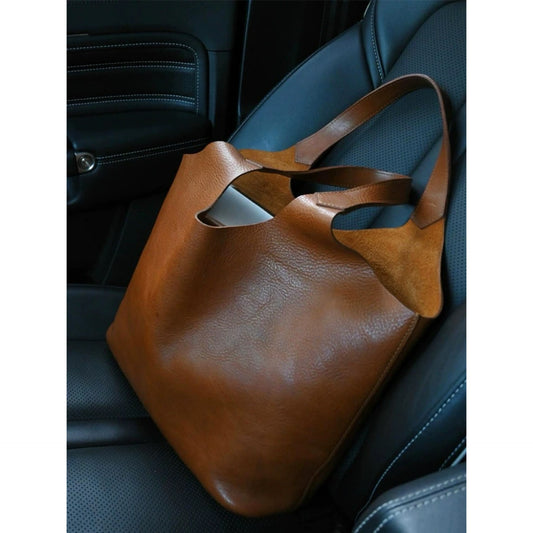 Commuter Large-Capacity Retro Flower Basket Bag Dual-Use Crossbody And Tote Style