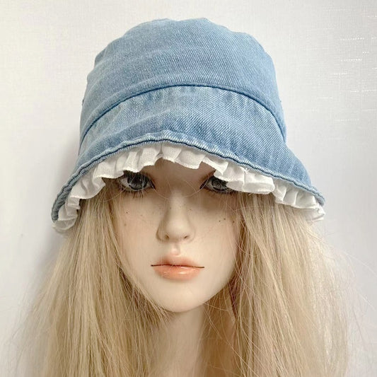 Tree Fungus-like Lacework Cowboy Hat Blue Short Brim Fisherman Hat