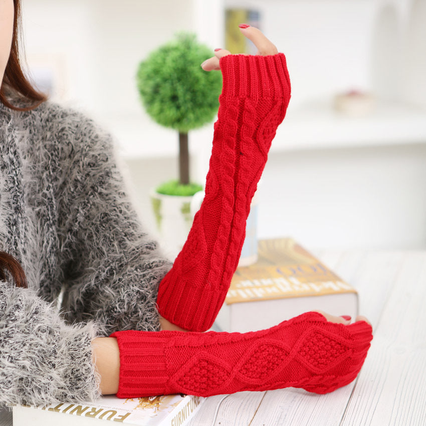 Autumn And Winter Ladies Wool Knit Diamond Sleeves