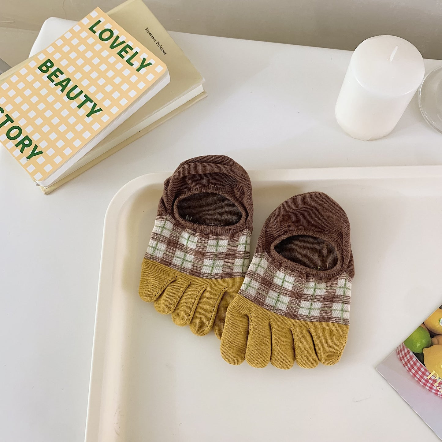 New Cute Cartoon Non-slip Breathable Five-toed Socks