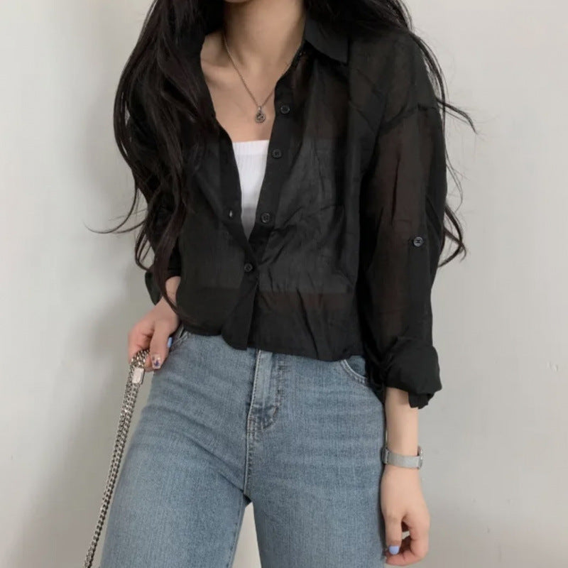 Fransk Top Høj kvalitets Cardigan Bluse Skjorte