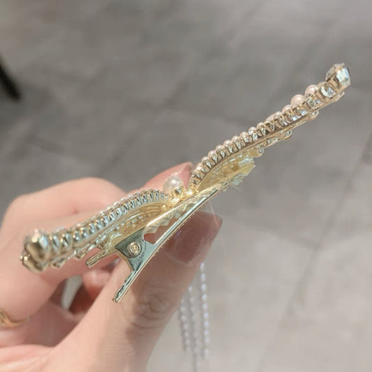 Women's Hair Clip With Diamond Angel Wings