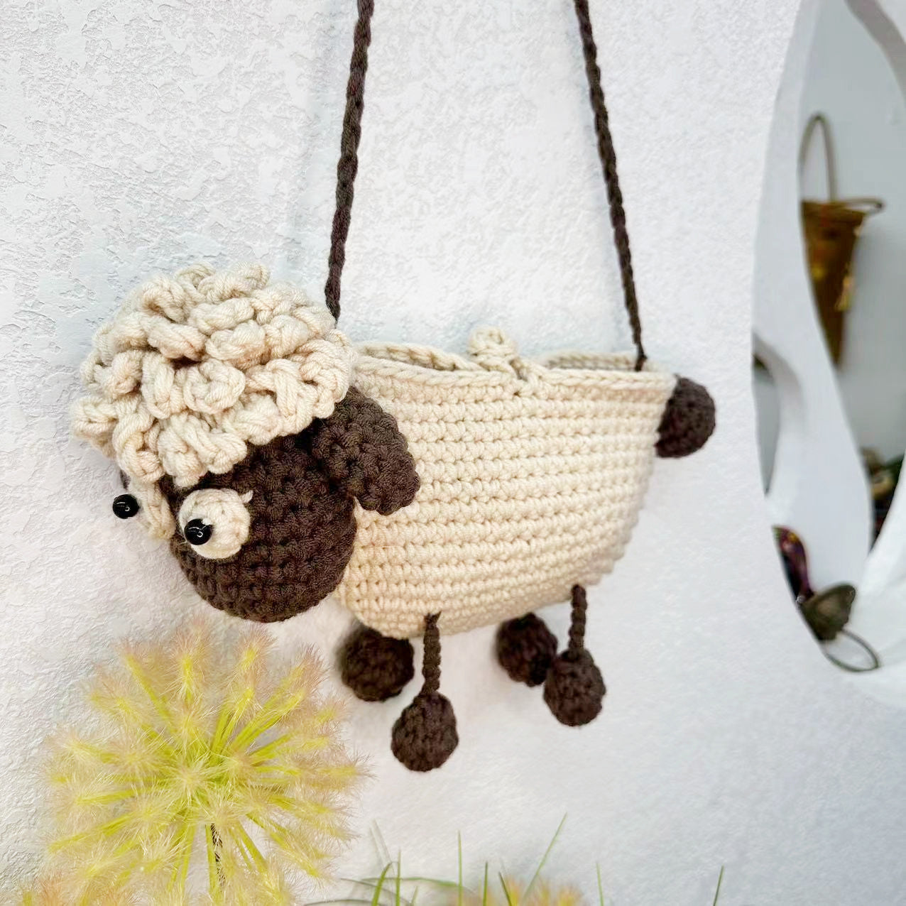Cute Funny Little Sheep Children's Wool Knitting Knitted Messenger Bag