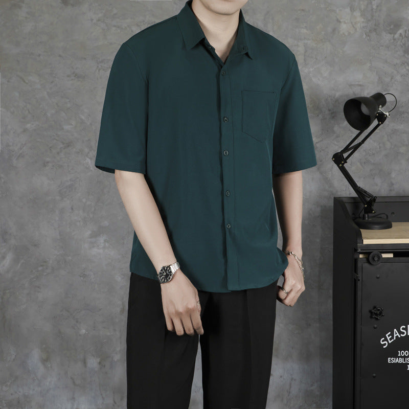 Summer Drape Men's Short-sleeve Thin Breathable Casual Shirt
