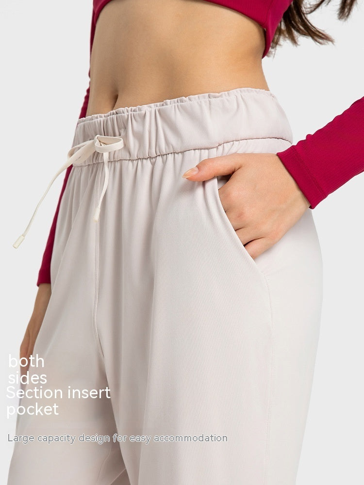Drawstring Loose Elastic Straight-leg Pants Women