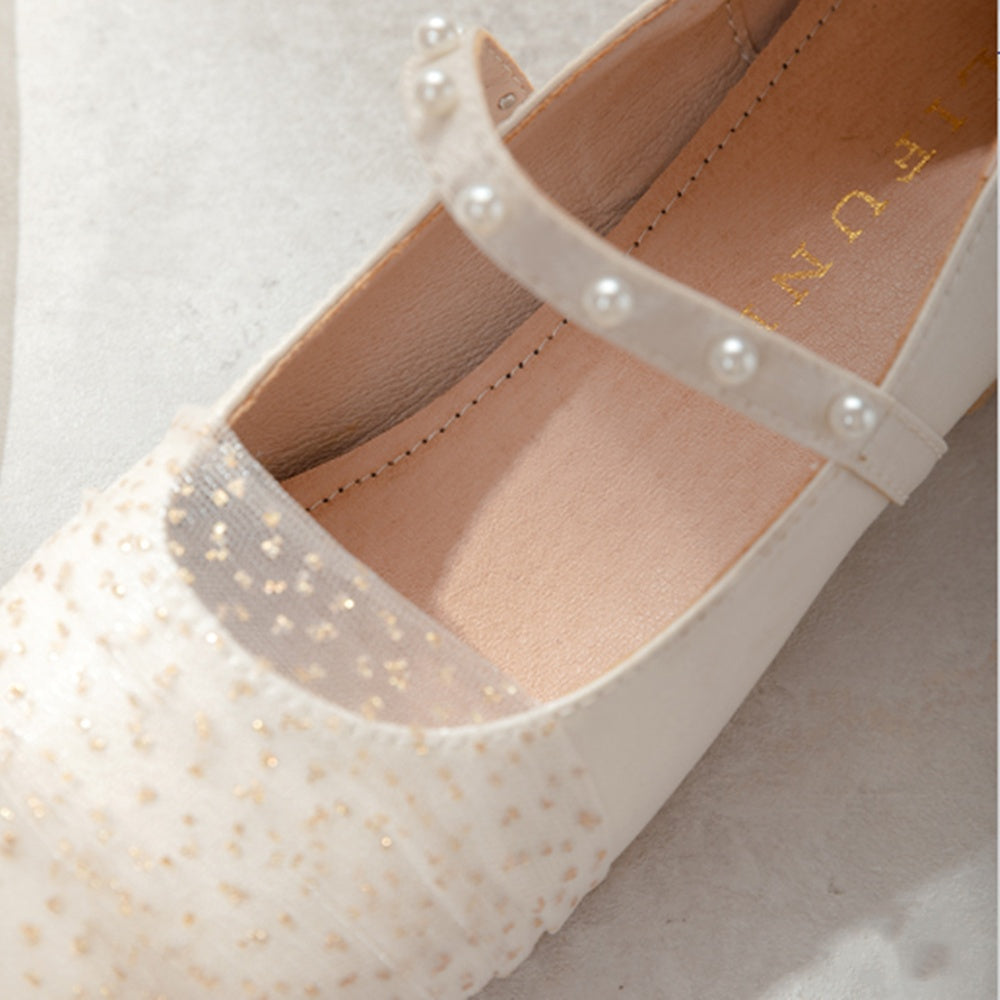 Women's Low Heel Pearl Fairy Country Style Mary Jane Cheongsam Shoes